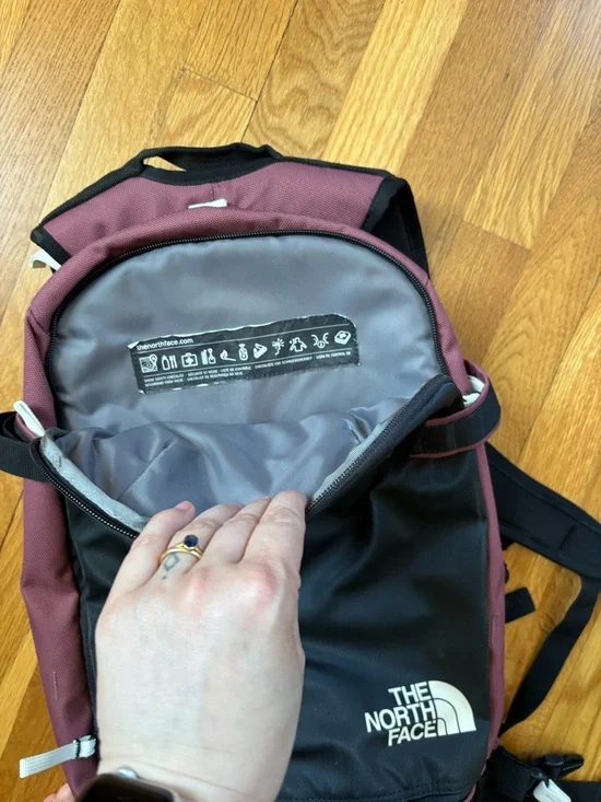 The North Face Black and Burgundy Backpack with Strap Details - Picture 3 of 6